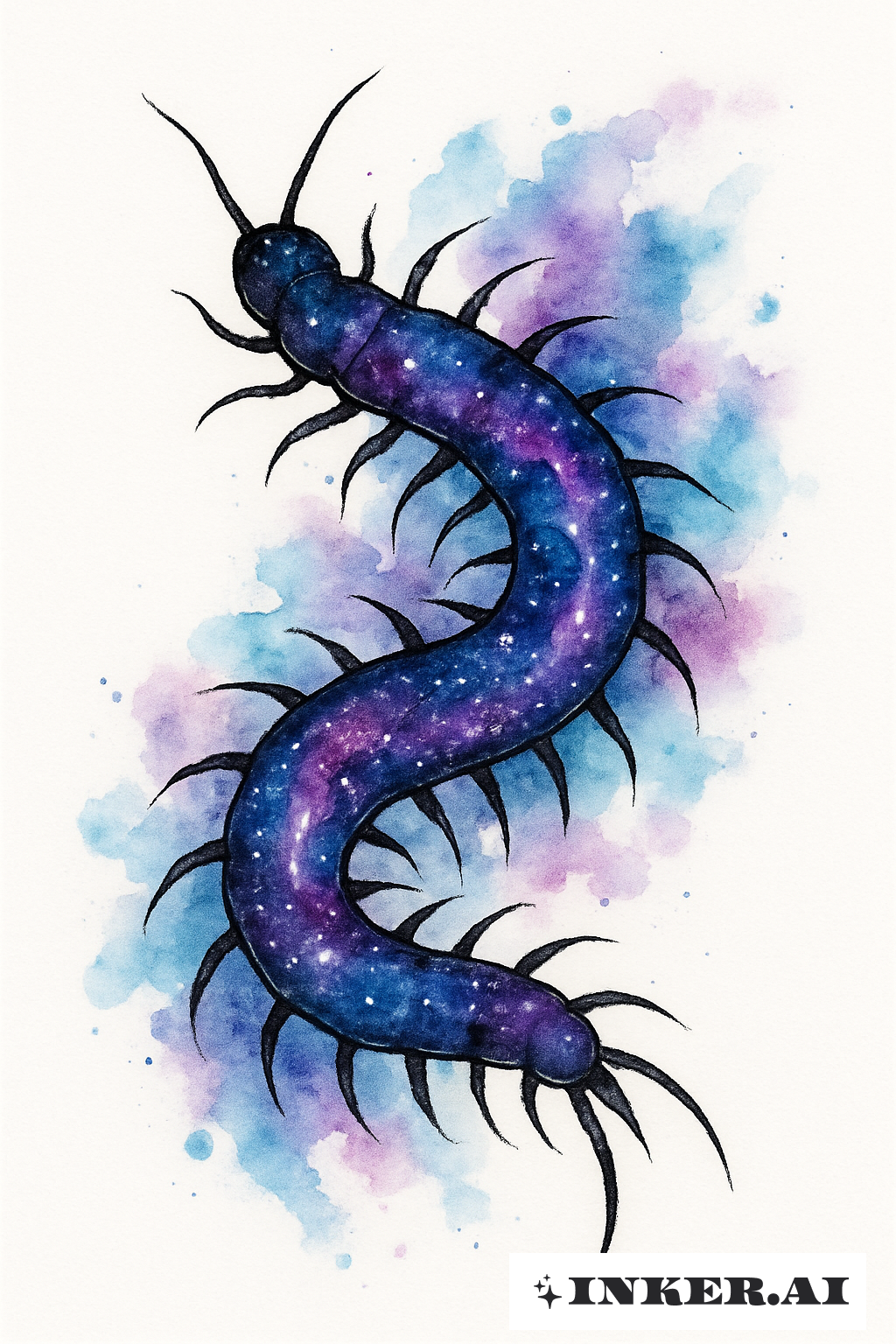 Mille-pattes Peint Aquarelle Galaxie