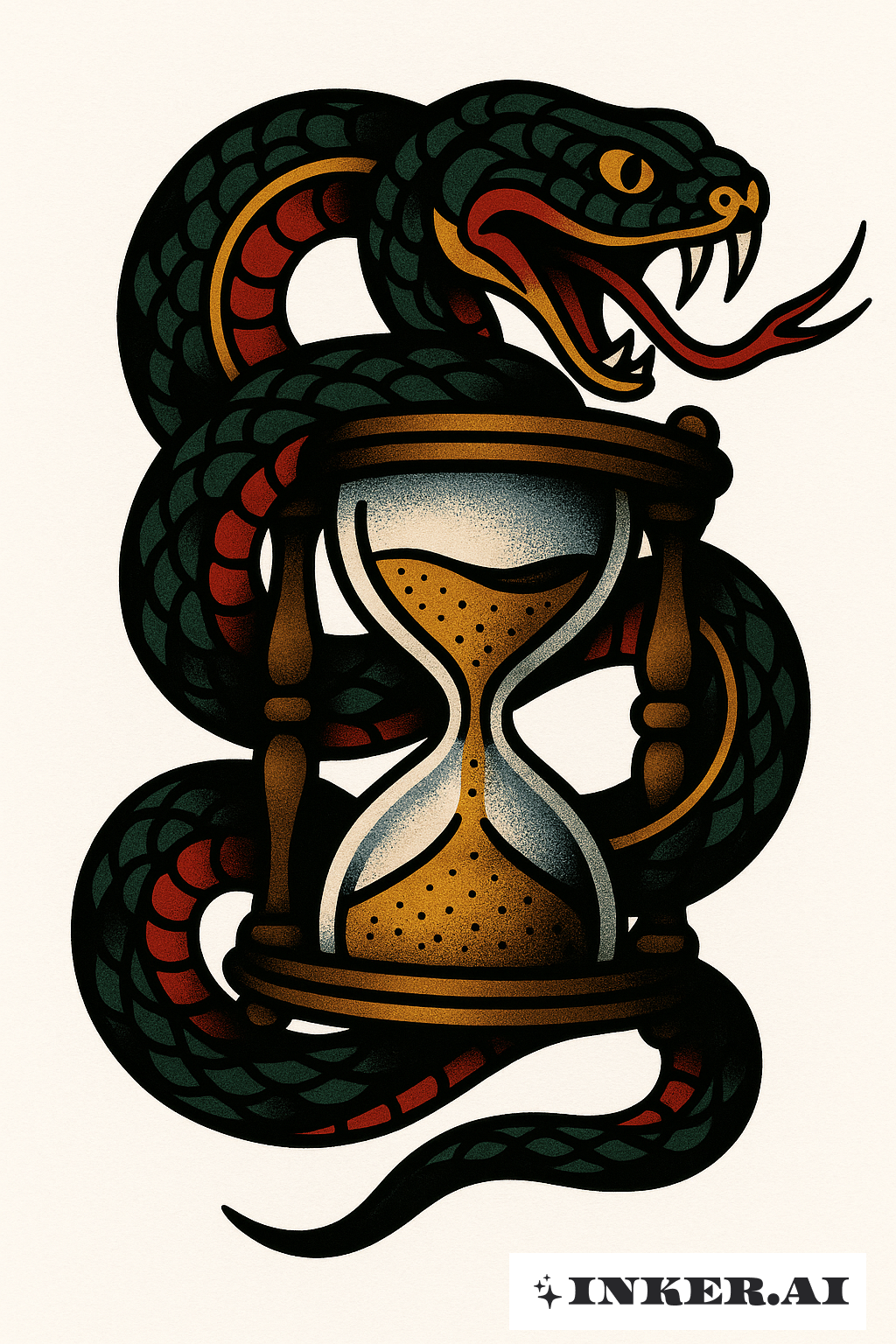 Serpent Enroulé autour du Sablier