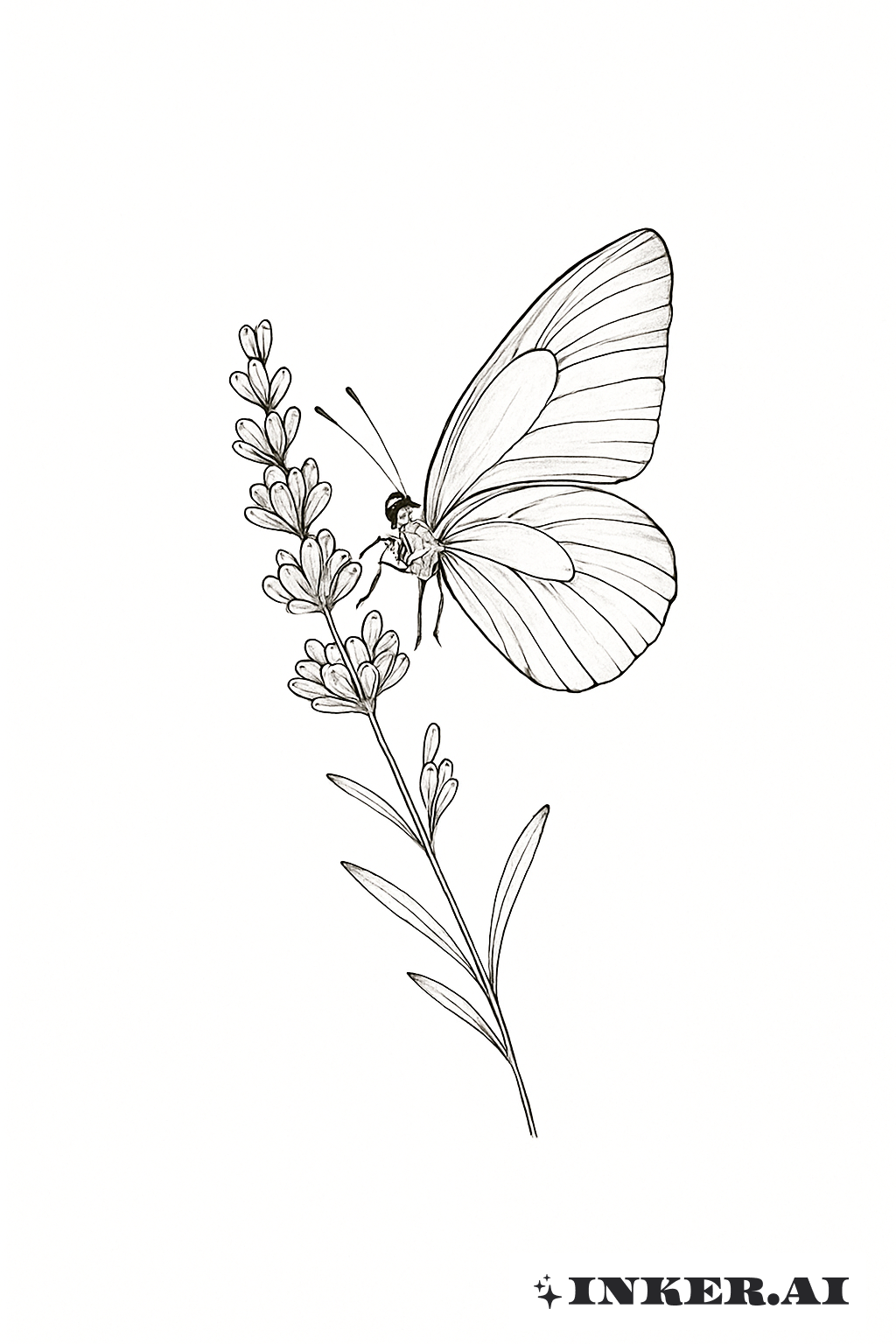 Butterfly Landing On A Lavender Stem