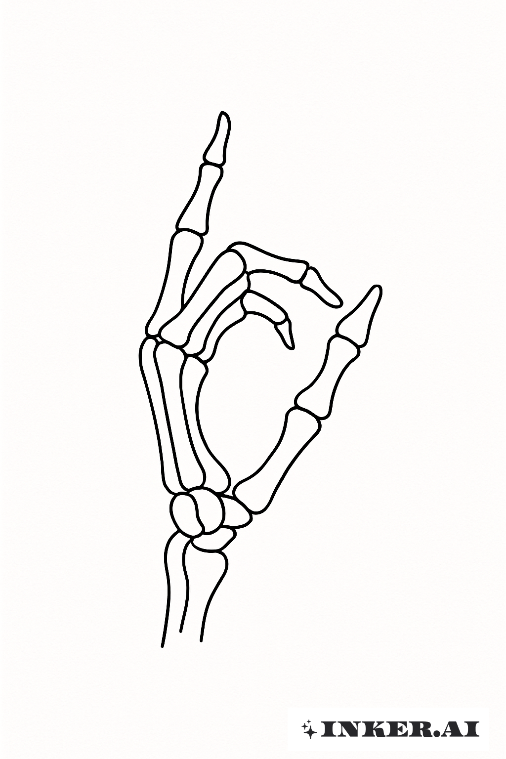 Single Line Skeleton Hand Gesture