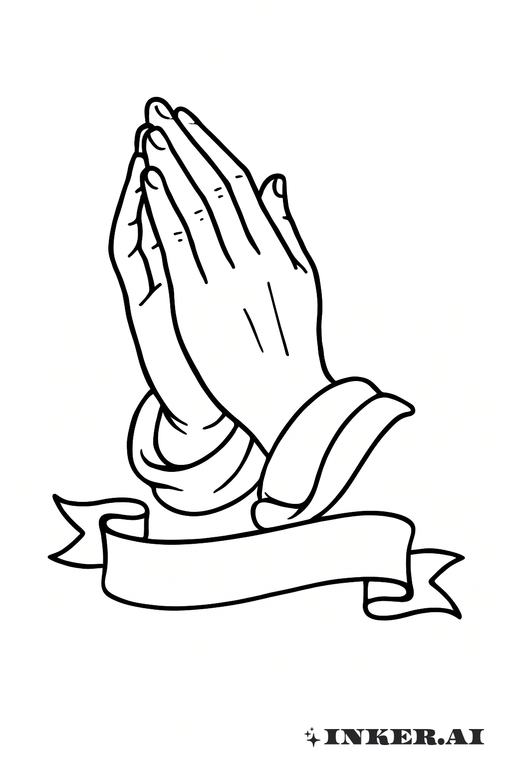Praying Hands with a Simple Banner