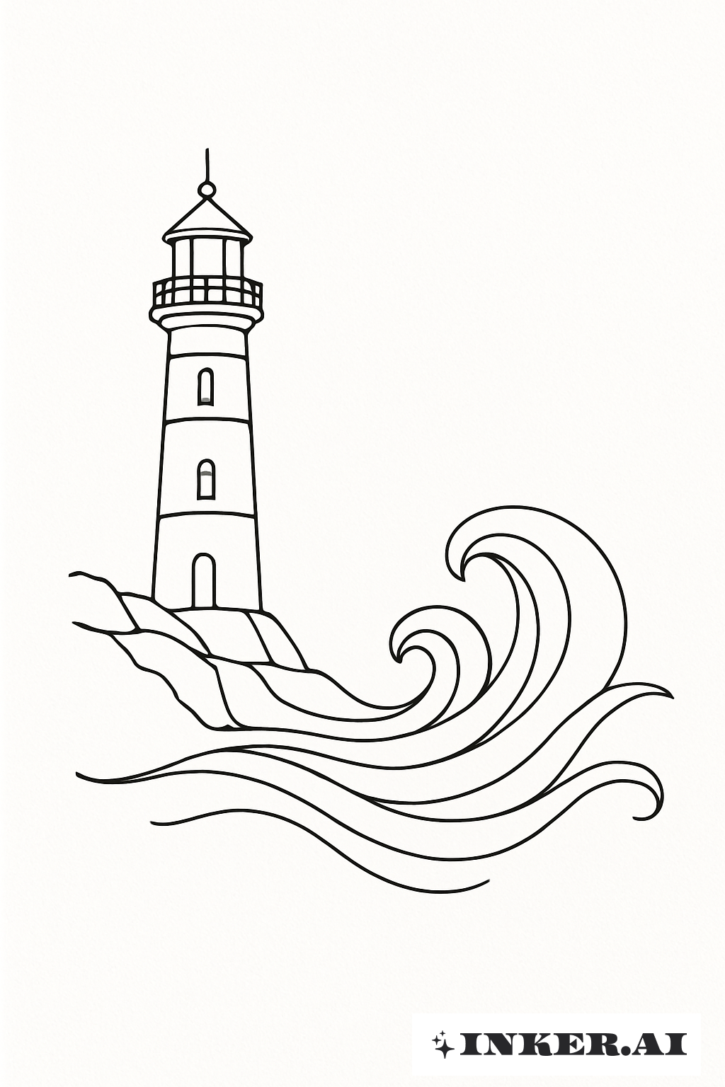 Ligne Continue de Phare et Vague