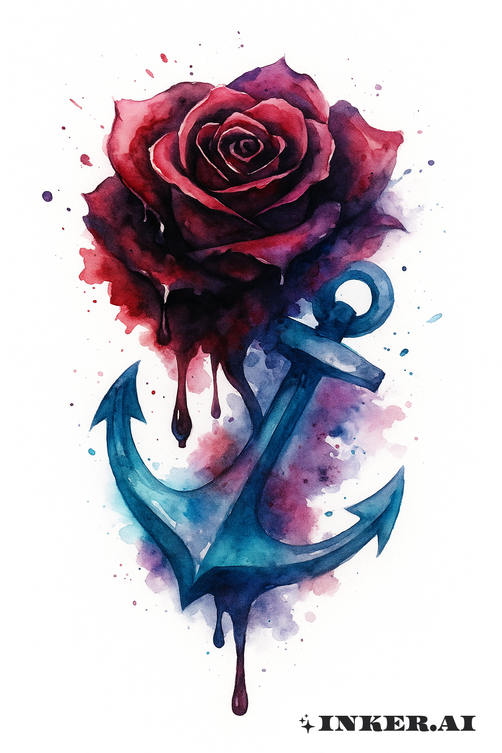 Bleeding Ink Rose And Anchor