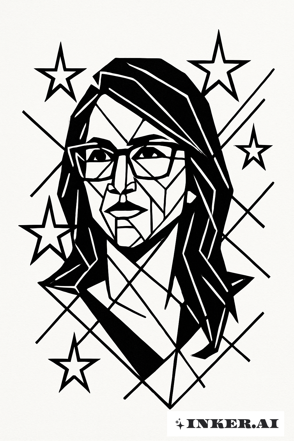 抽象的Lauren Boebert搭配星星和線條