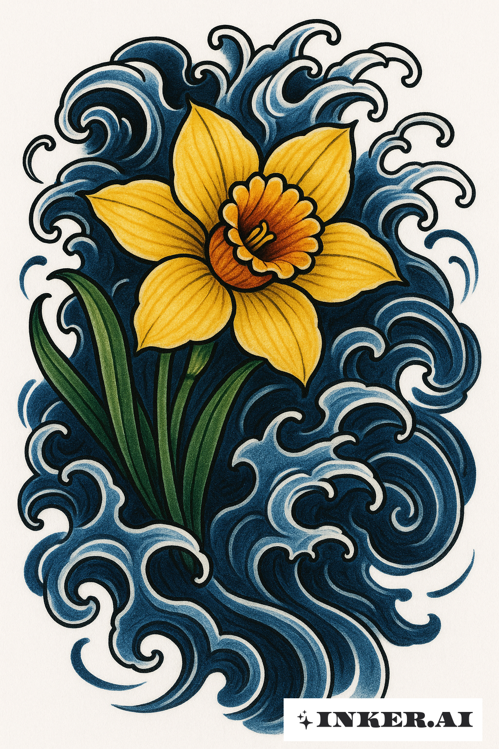 Irezumi Jonquille avec Eau Déferlante