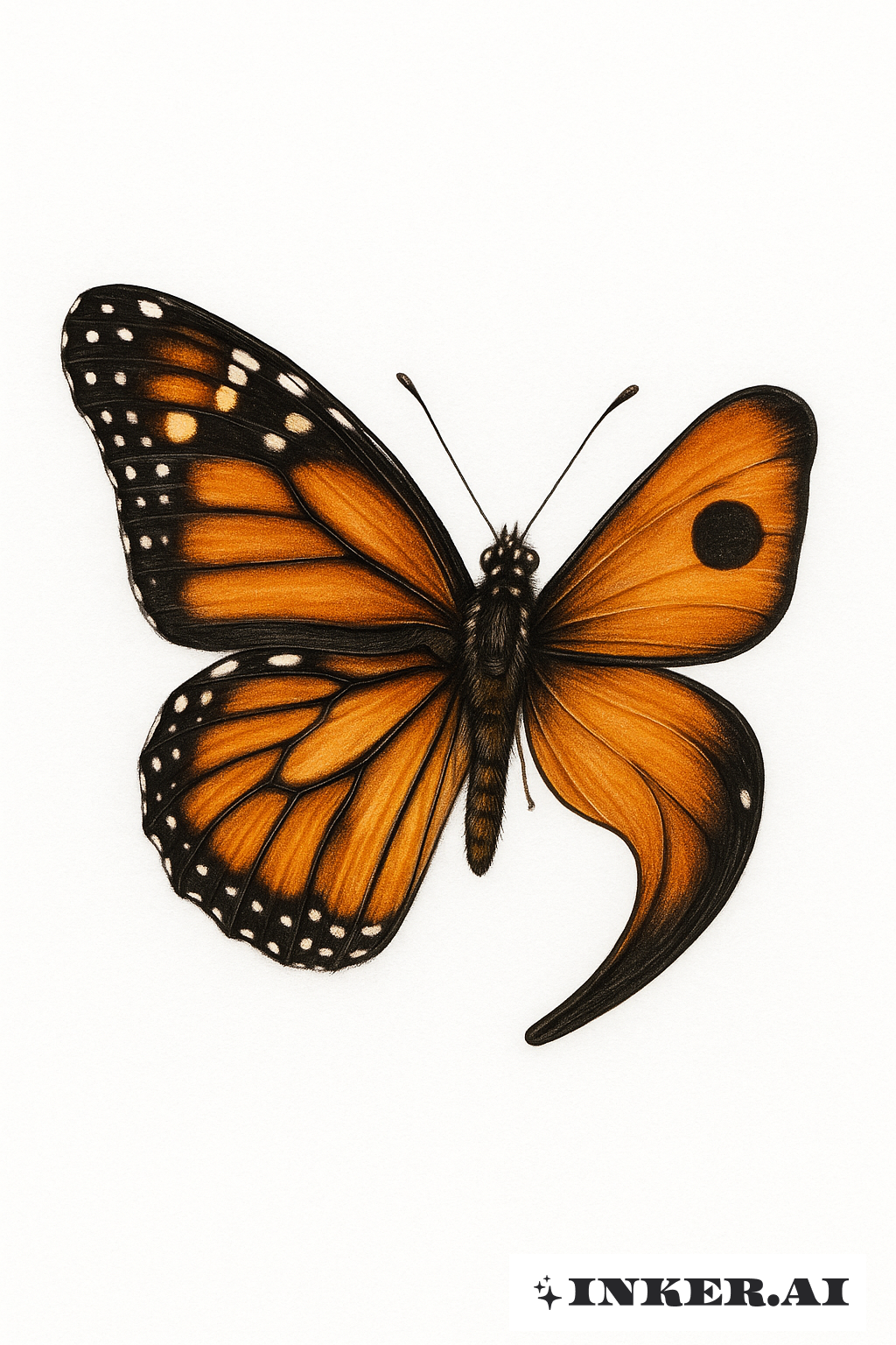 Papillon Monarque avec une Aile Point-virgule