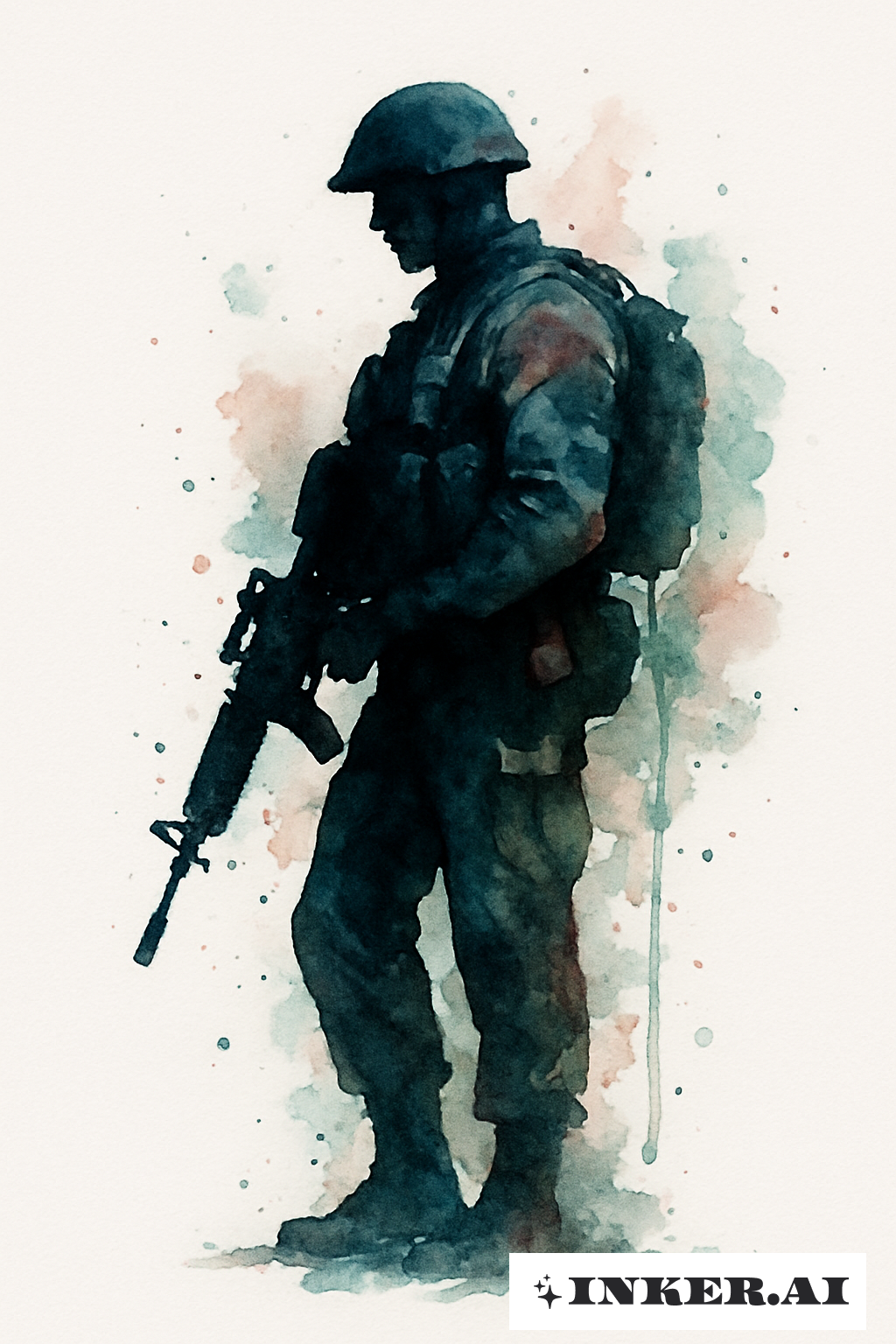Die Hegseth Soldaten Aquarell Silhouette