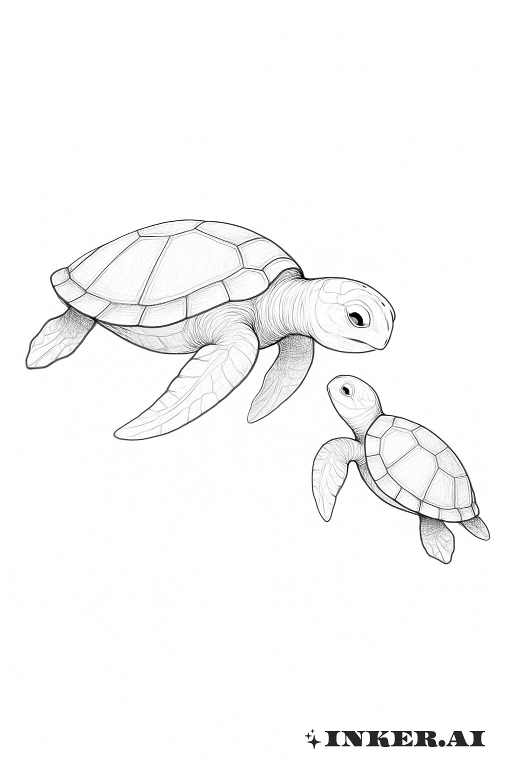 Mère et bébé tortue marine délicats