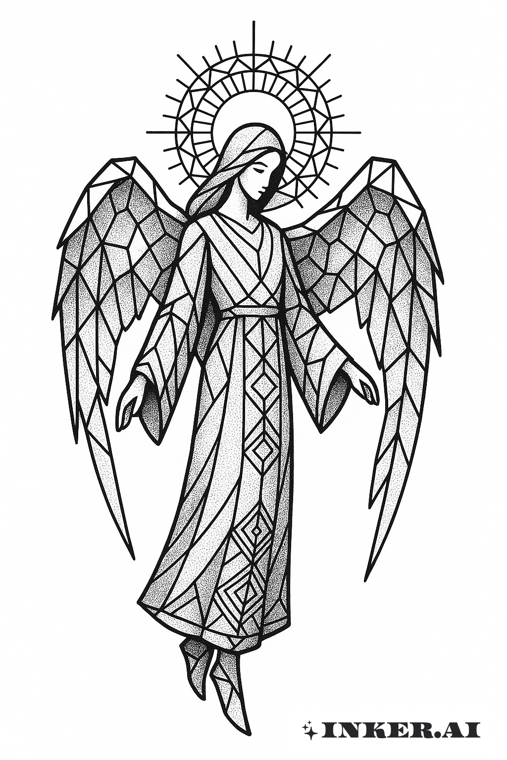 Guardian Angel with a Geometric Halo