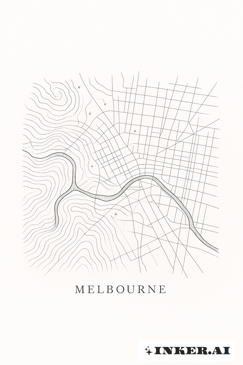 Bản Đồ Đường Viền của Sông Yarra ở Thành Phố Melbourne