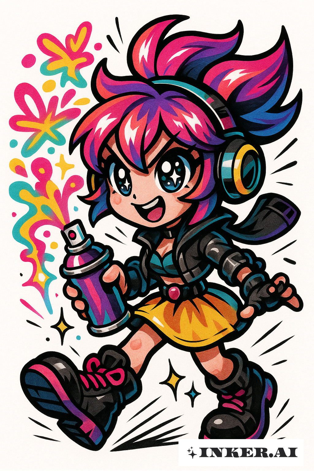 New School Magical Girl With A Graffiti Wand