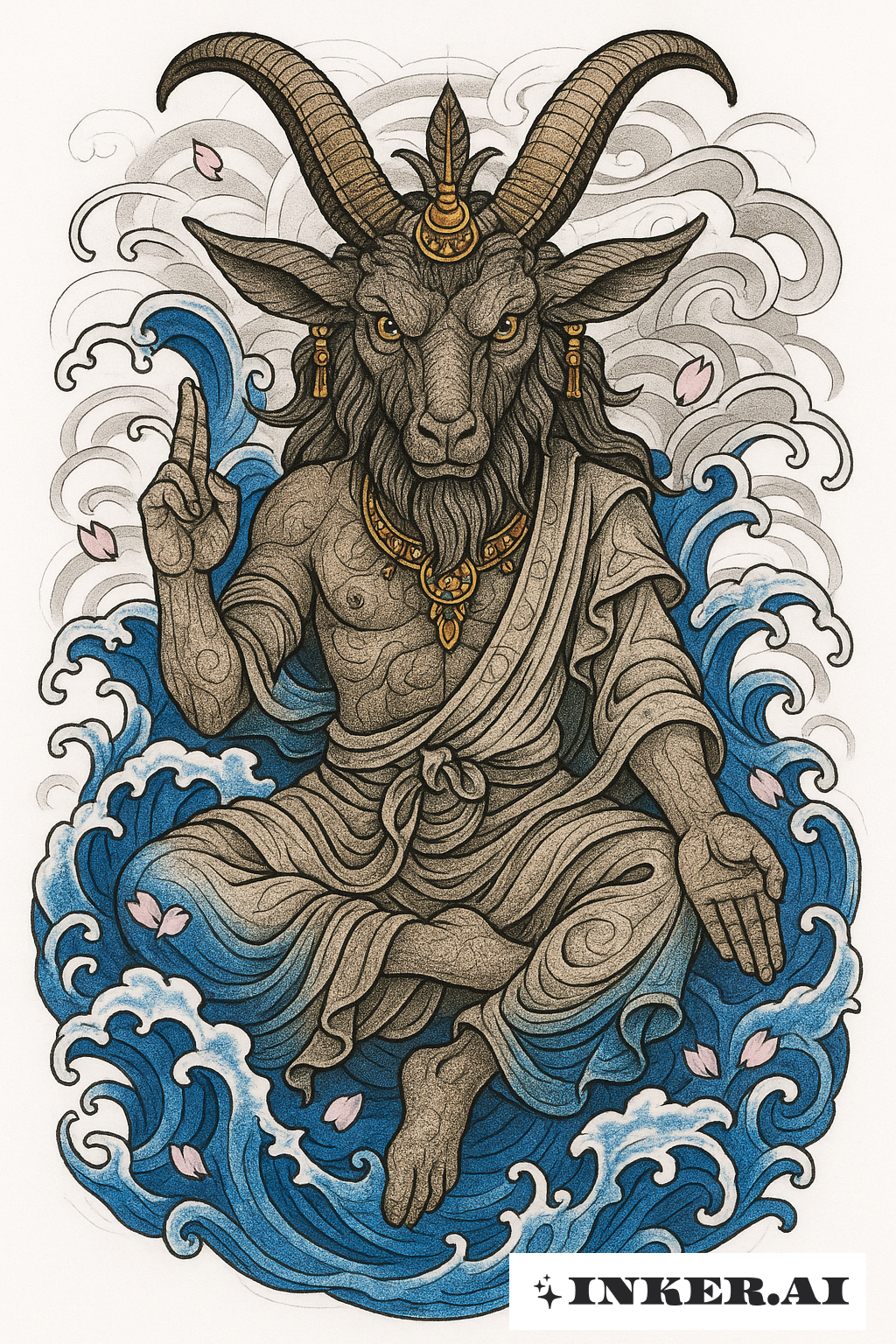 Baphomet zwischen tosenden Wellen