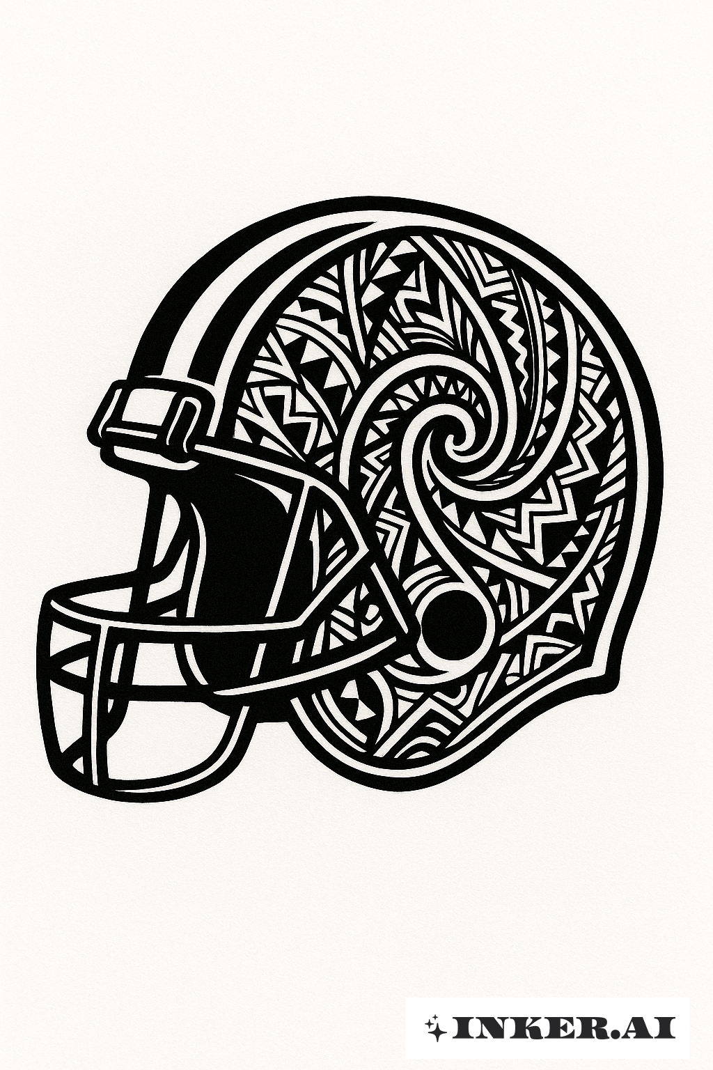 阿隆·罗杰斯头盔内部的部落图案