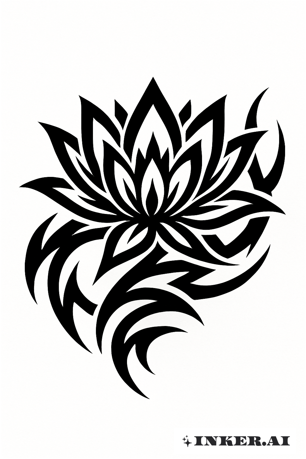 Sharp Angled Tribal Water Lily Design