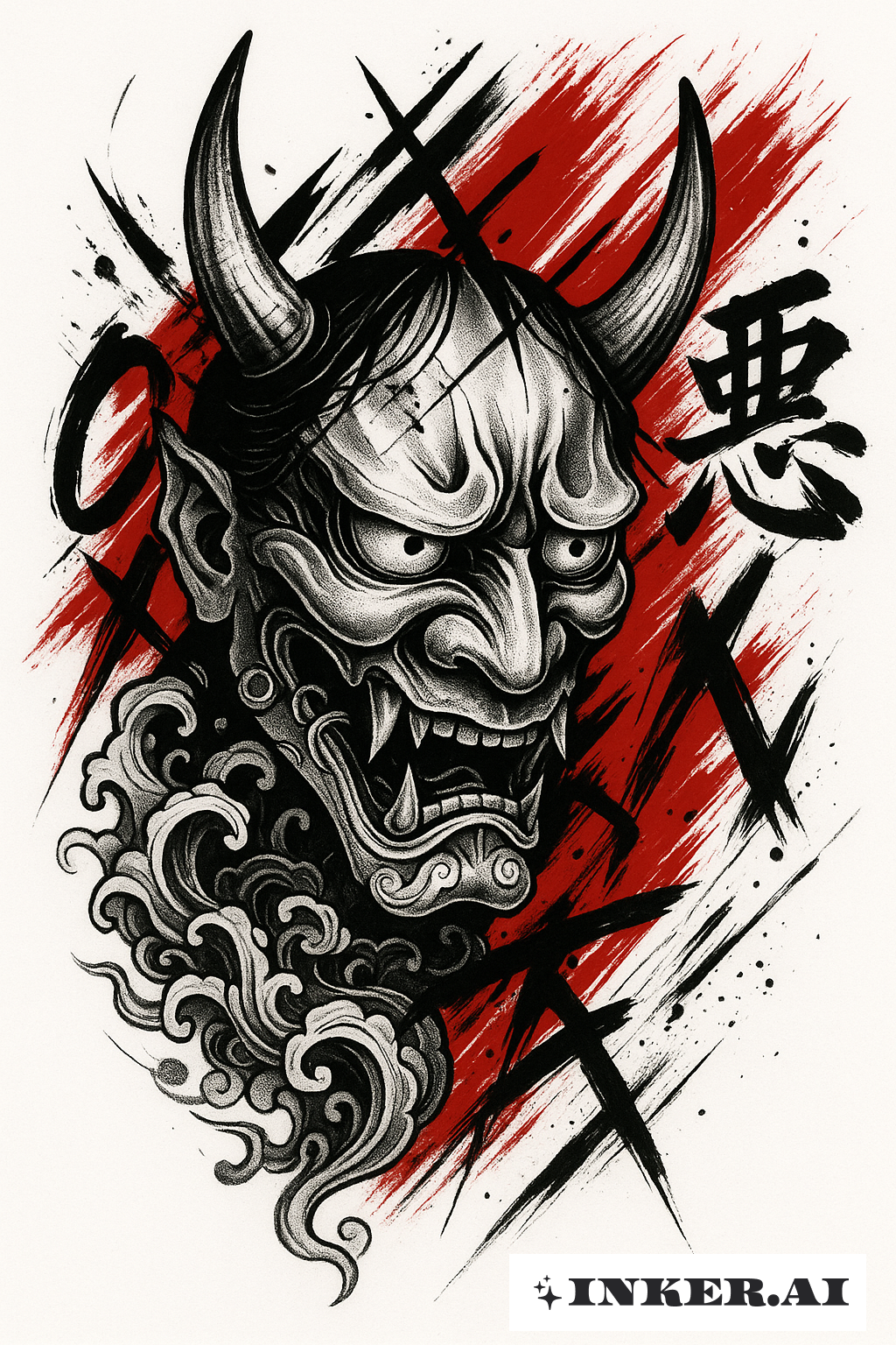 Typographie Masque Hannya Trash Polka