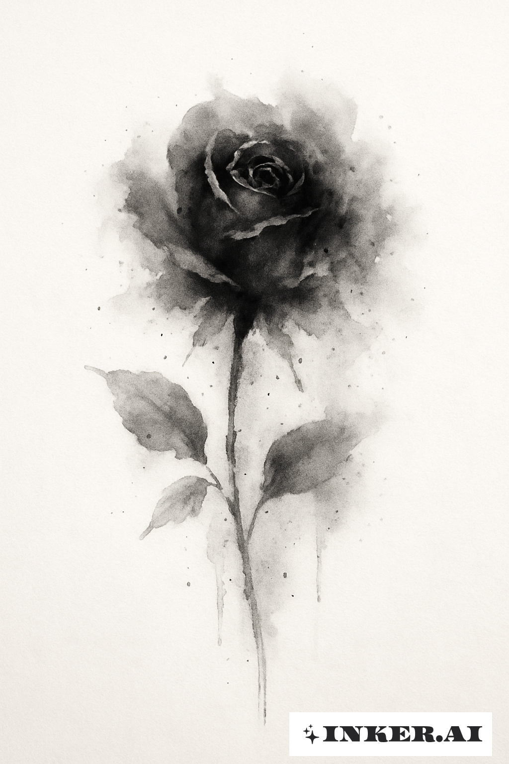 A Fading Black Rose Ink Wash