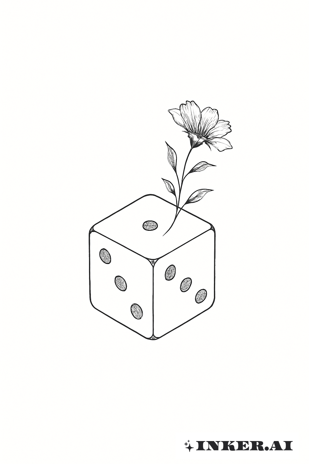 A Single Dice with a Sprouting Wildflower