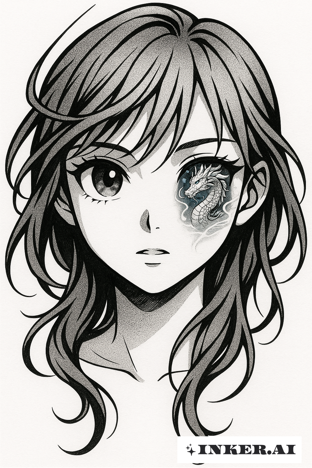 Le reflet de l'œil de dragon de la fille