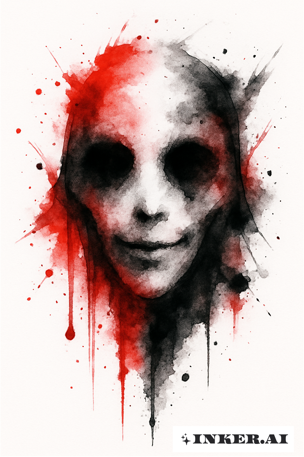 A Splattered Ghost Face In Red And Black