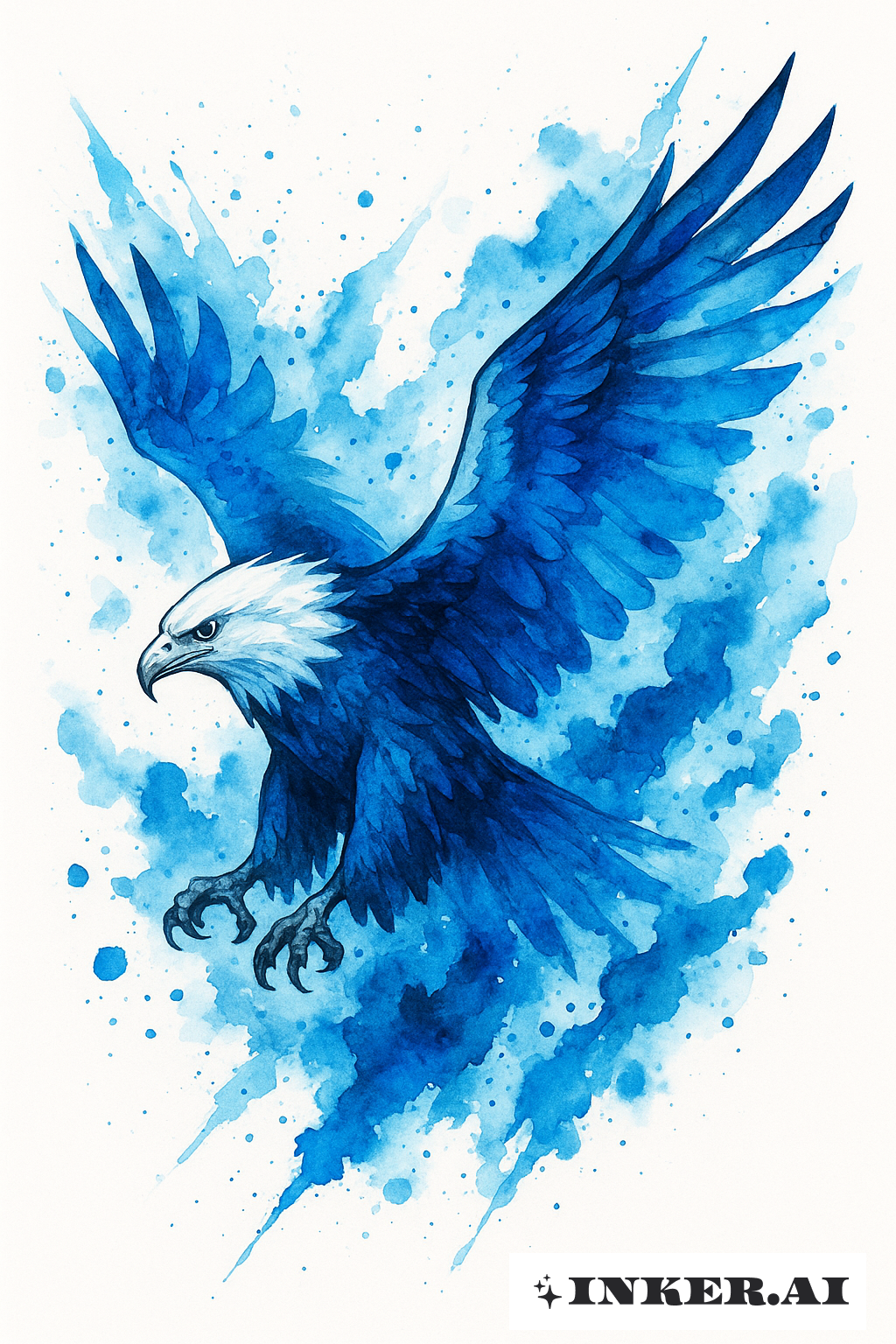 A Águia na Tempestade de Tinta Azul