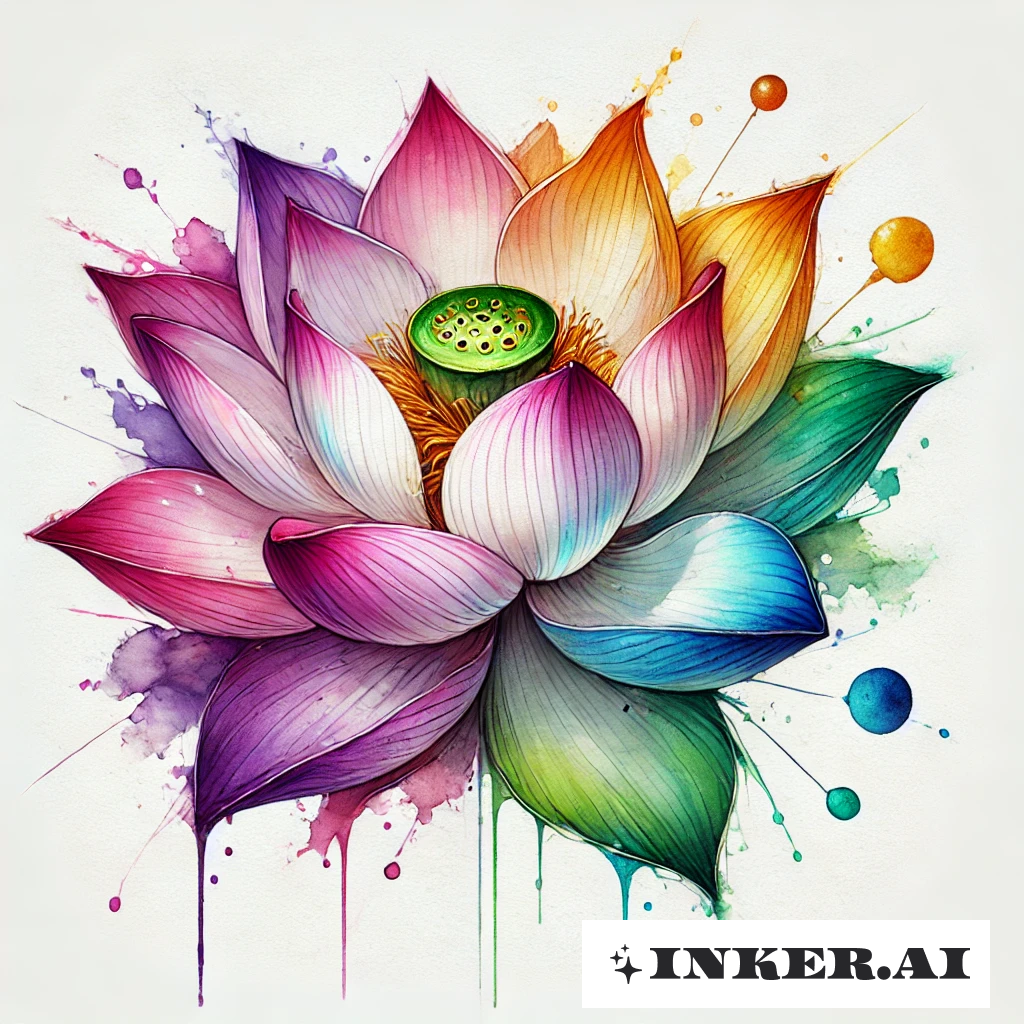 Rainbow Hued Chinese Lotus Flower