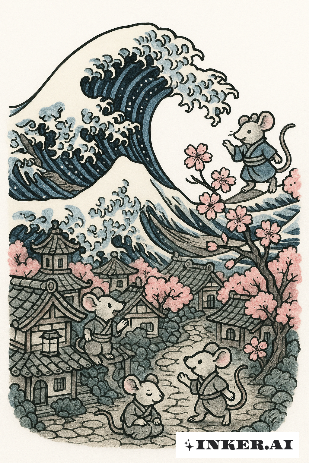 The Great Wave Over Mouse Town