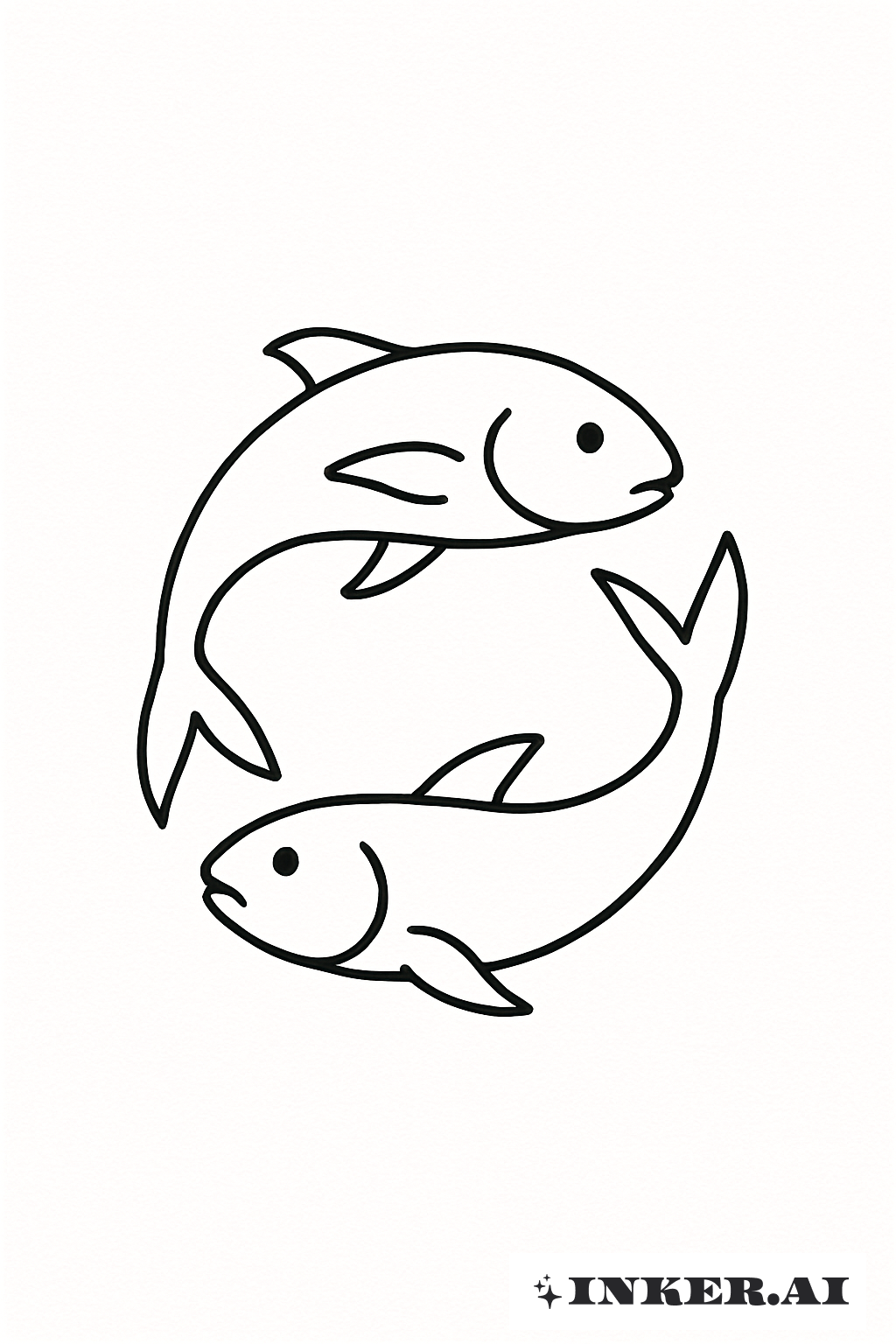 Um Contorno Limpo de Dois Peixes de Peixes Circulando