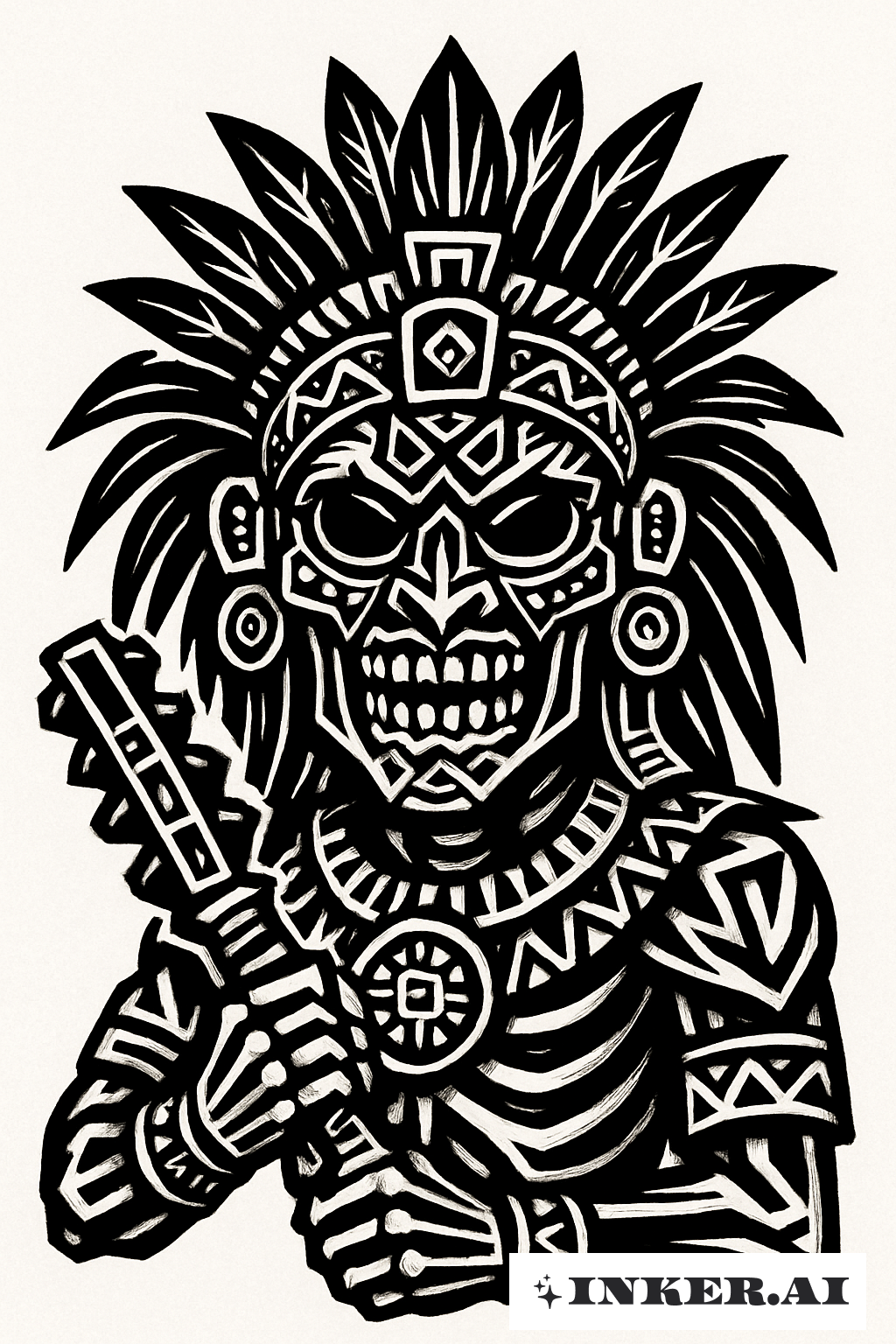 Aztec Warrior Skeleton Mask