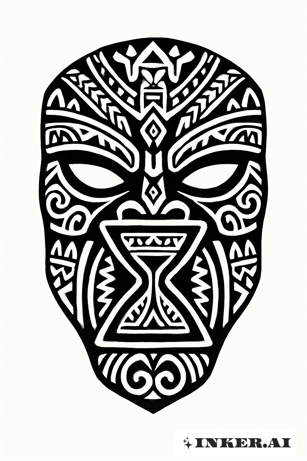 Masque Polynésien avec Bouche en Sablier
