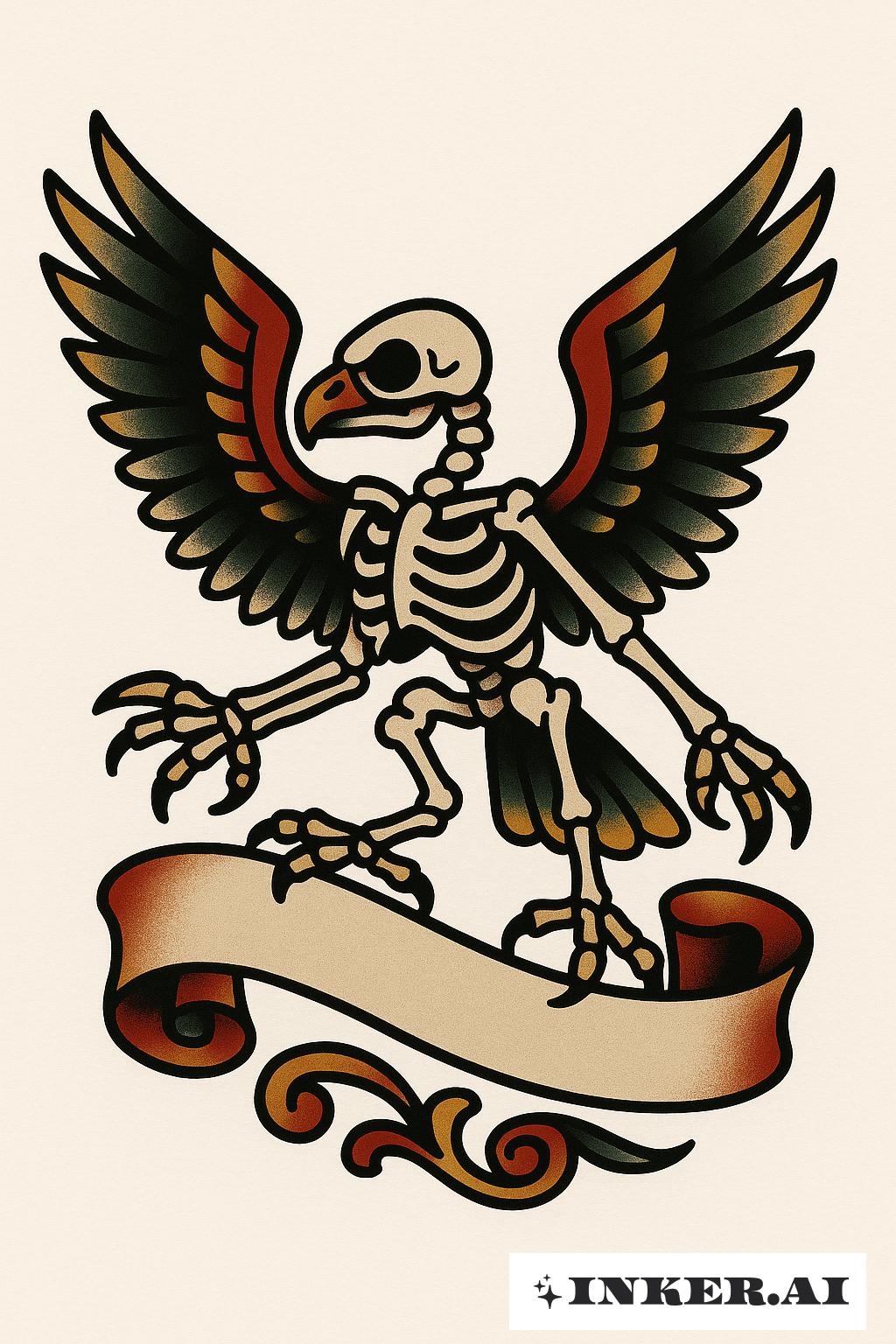 Bold Eagle Skeleton with Banner
