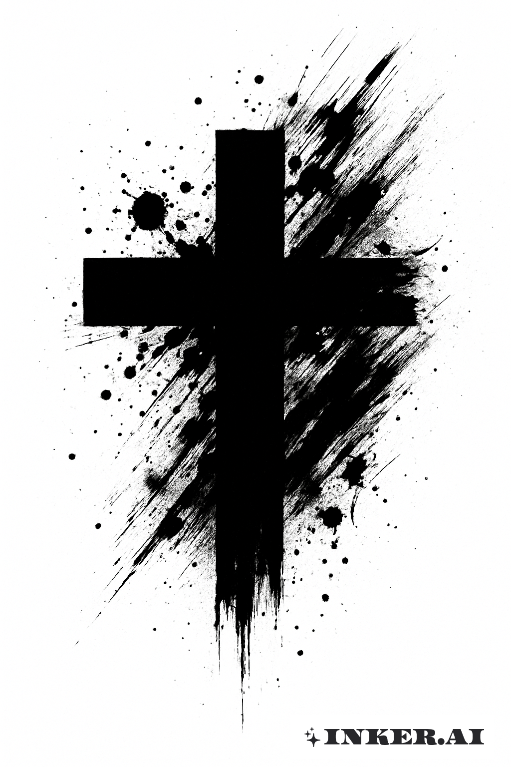 Starkes Schwarzes Kreuz Spritzer Trash Polka