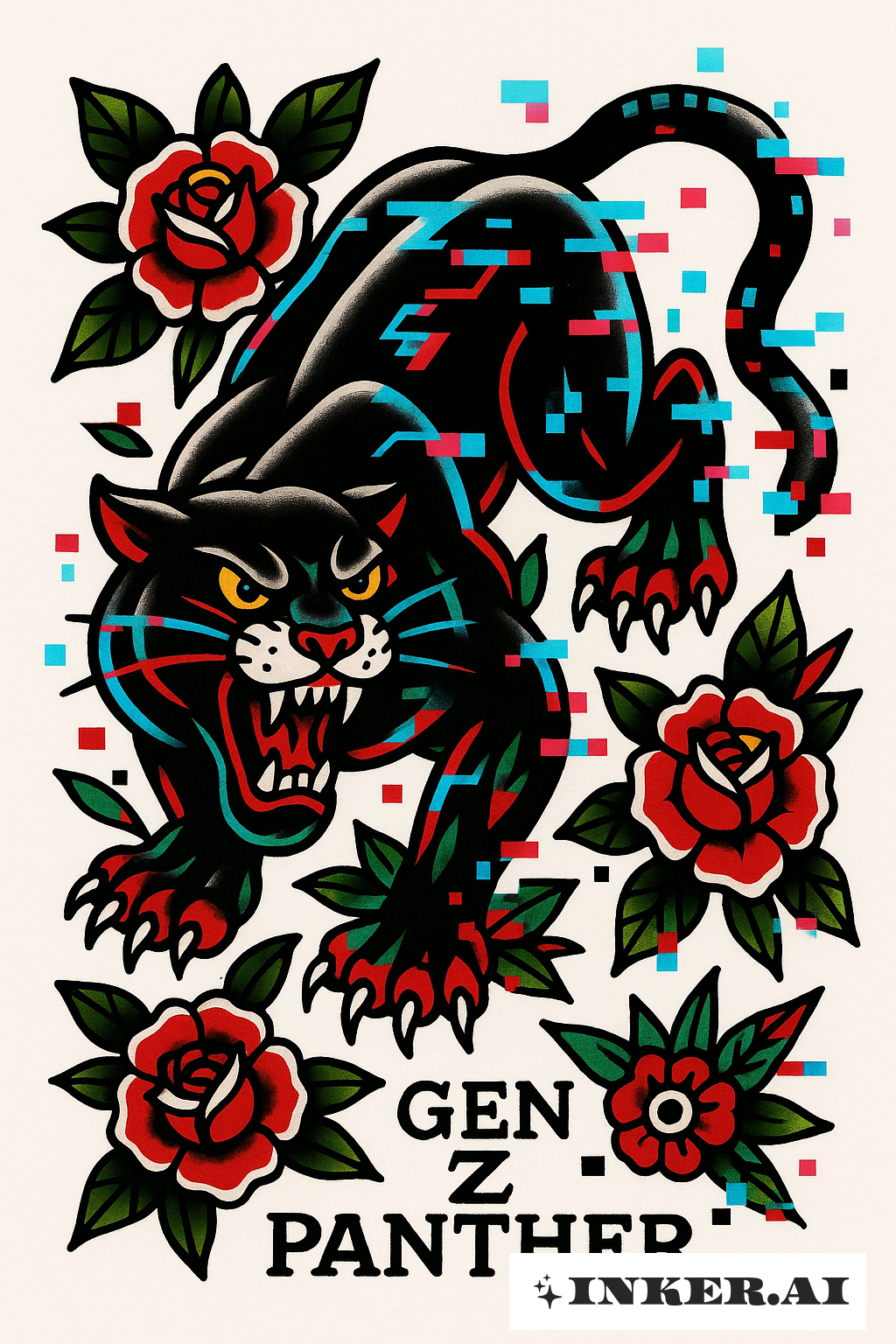 デジタル故障を持つZ世代のパンサー