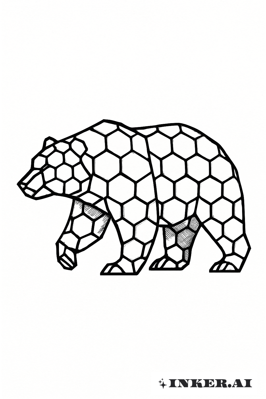 Bär-Silhouette aus Wabenmuster geschmiedet