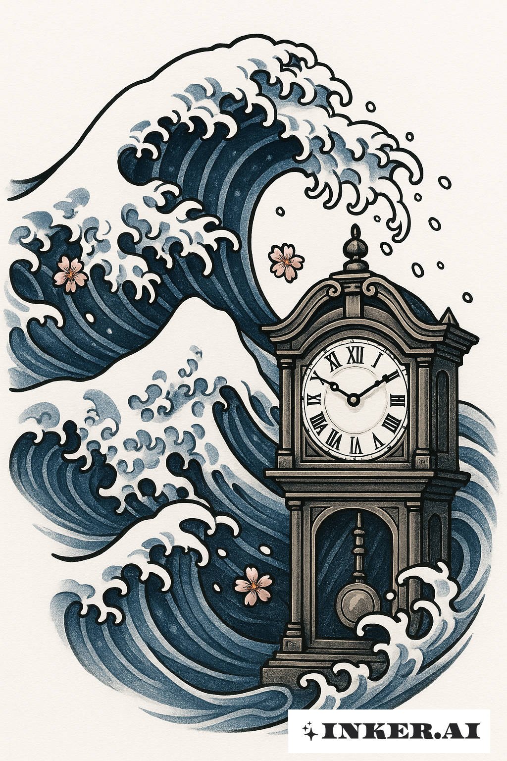 Great Wave Crashing Over A Grandfather Clock