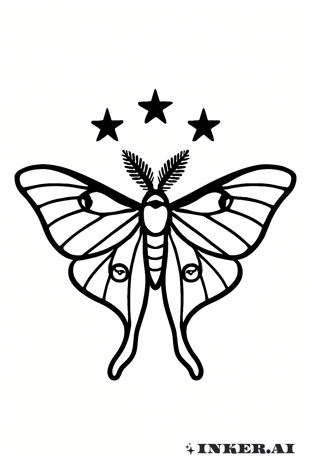 Luna Moth And Three Small Stars