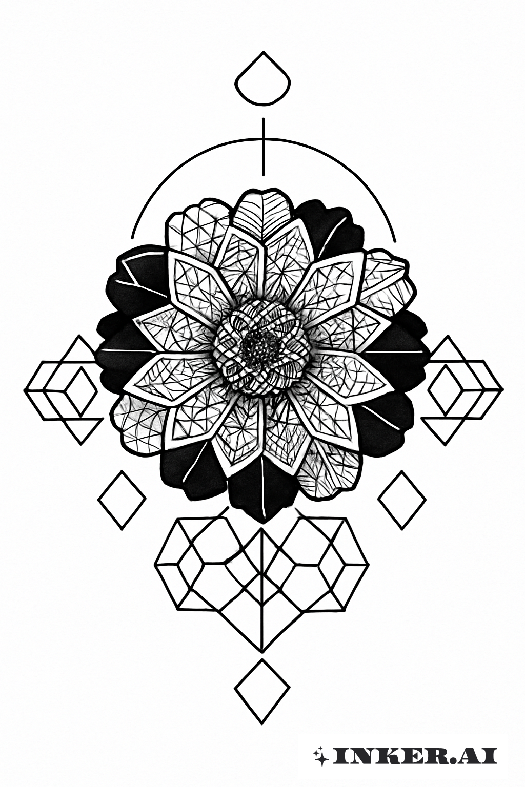 Marigold With Geometric Petal Patterns