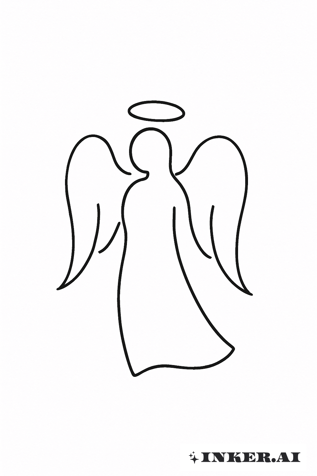 Single Line Guardian Angel Outline