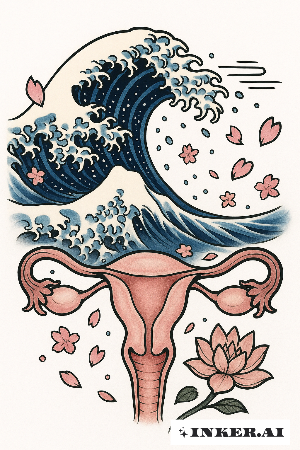 Große Welle über dem Schoß