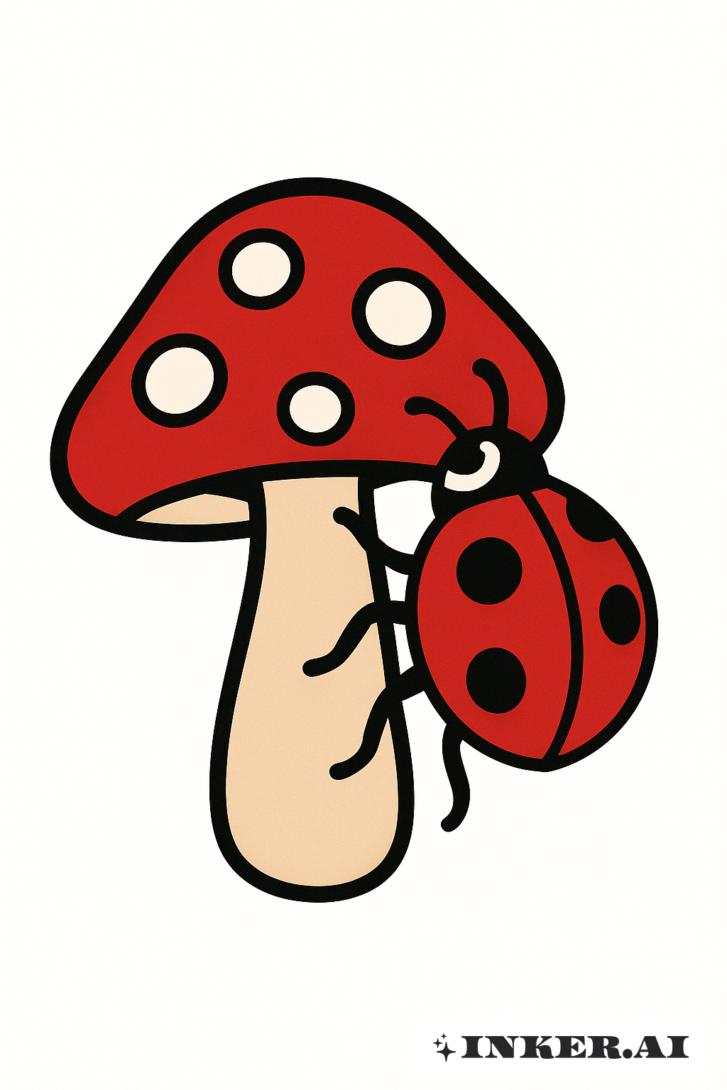 Joaninha Subindo Em Um Cogumelo Vermelho