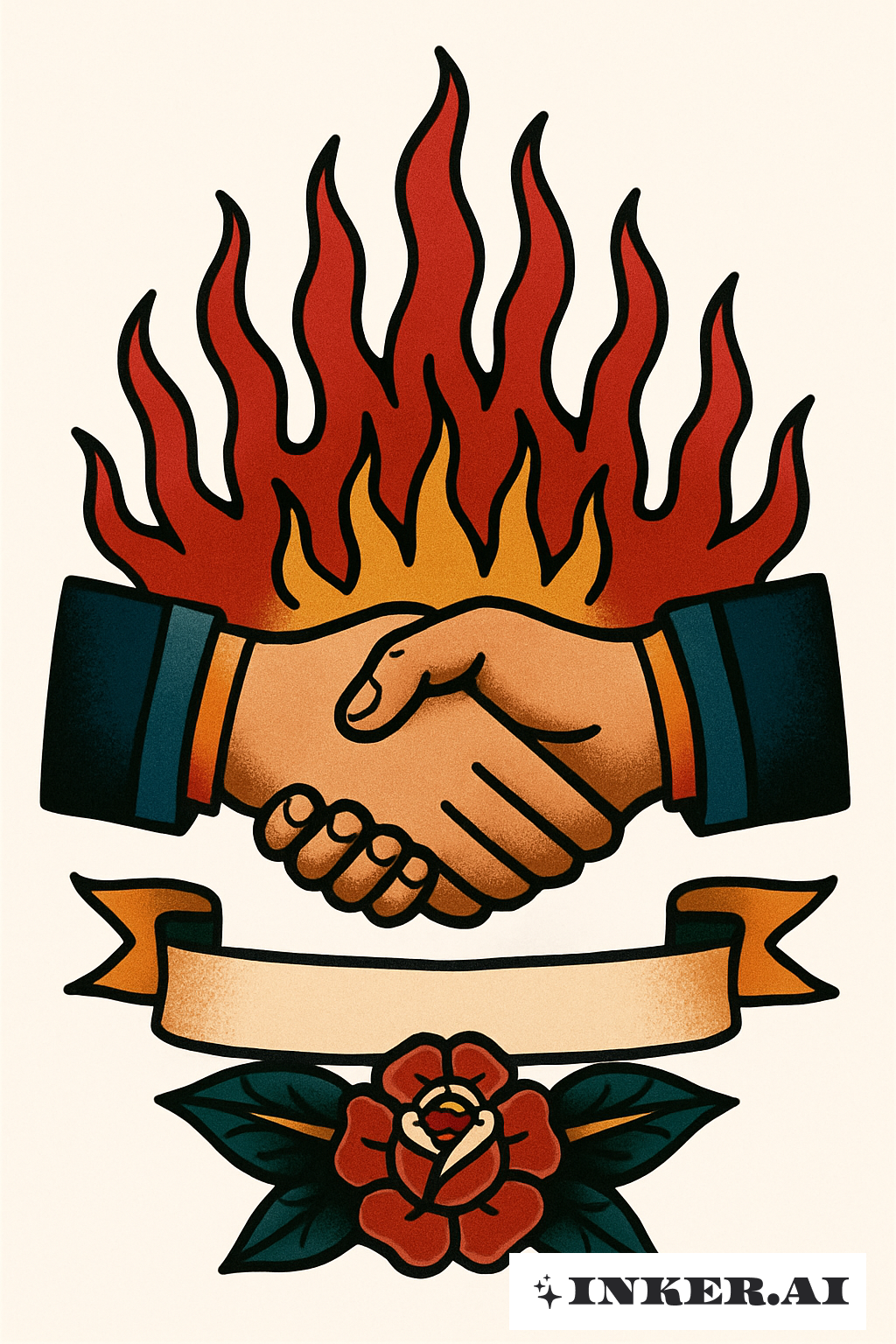 A Twin Flame Handshake In Fire
