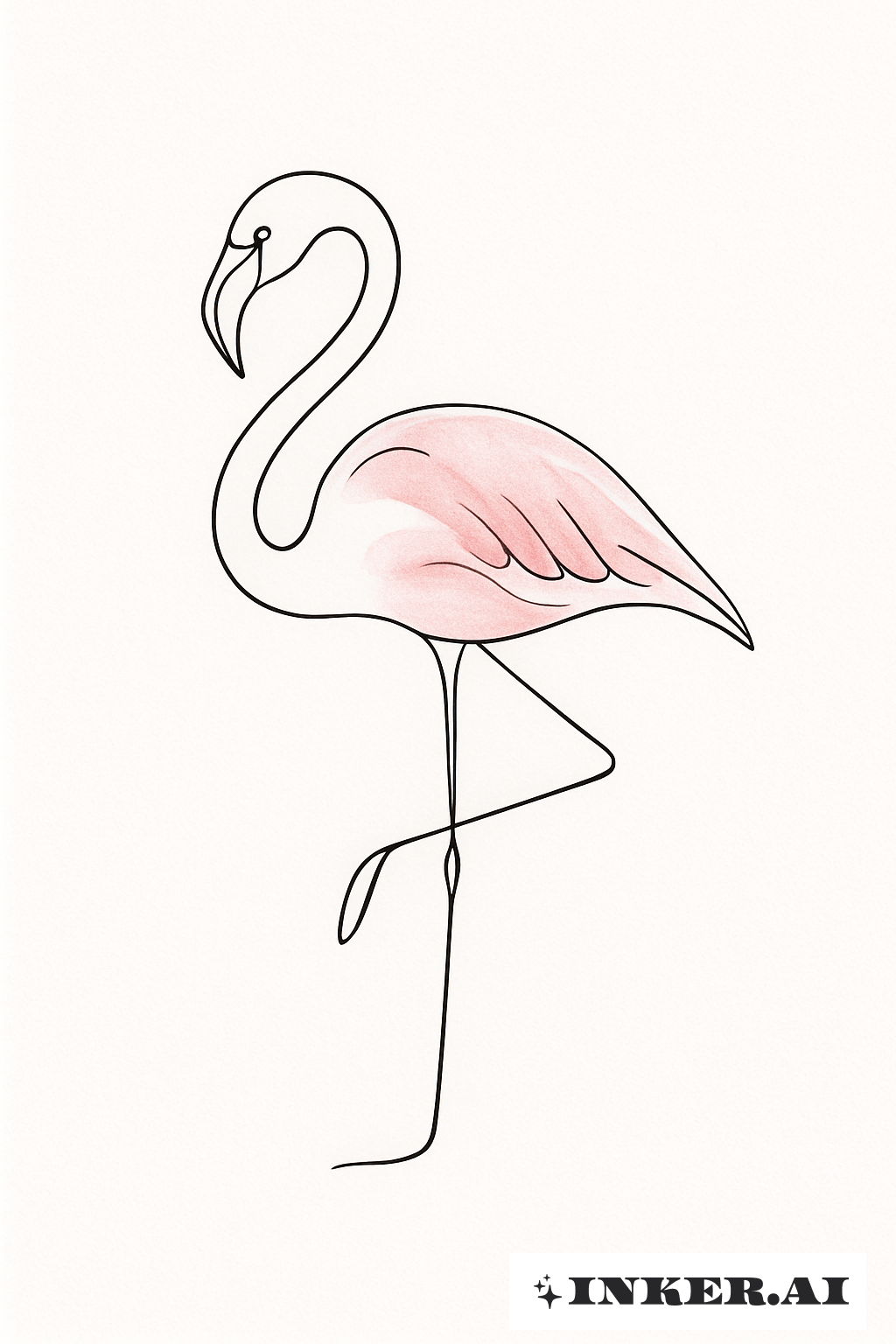 Un Flamingo Rose à Une Seule Ligne