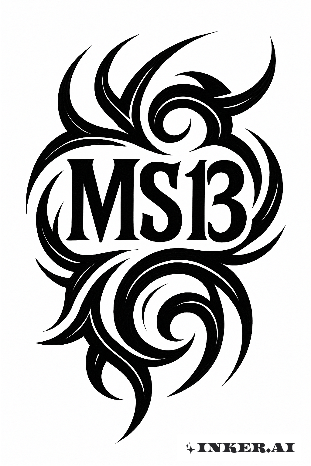 流动的部落风格13号角纹身