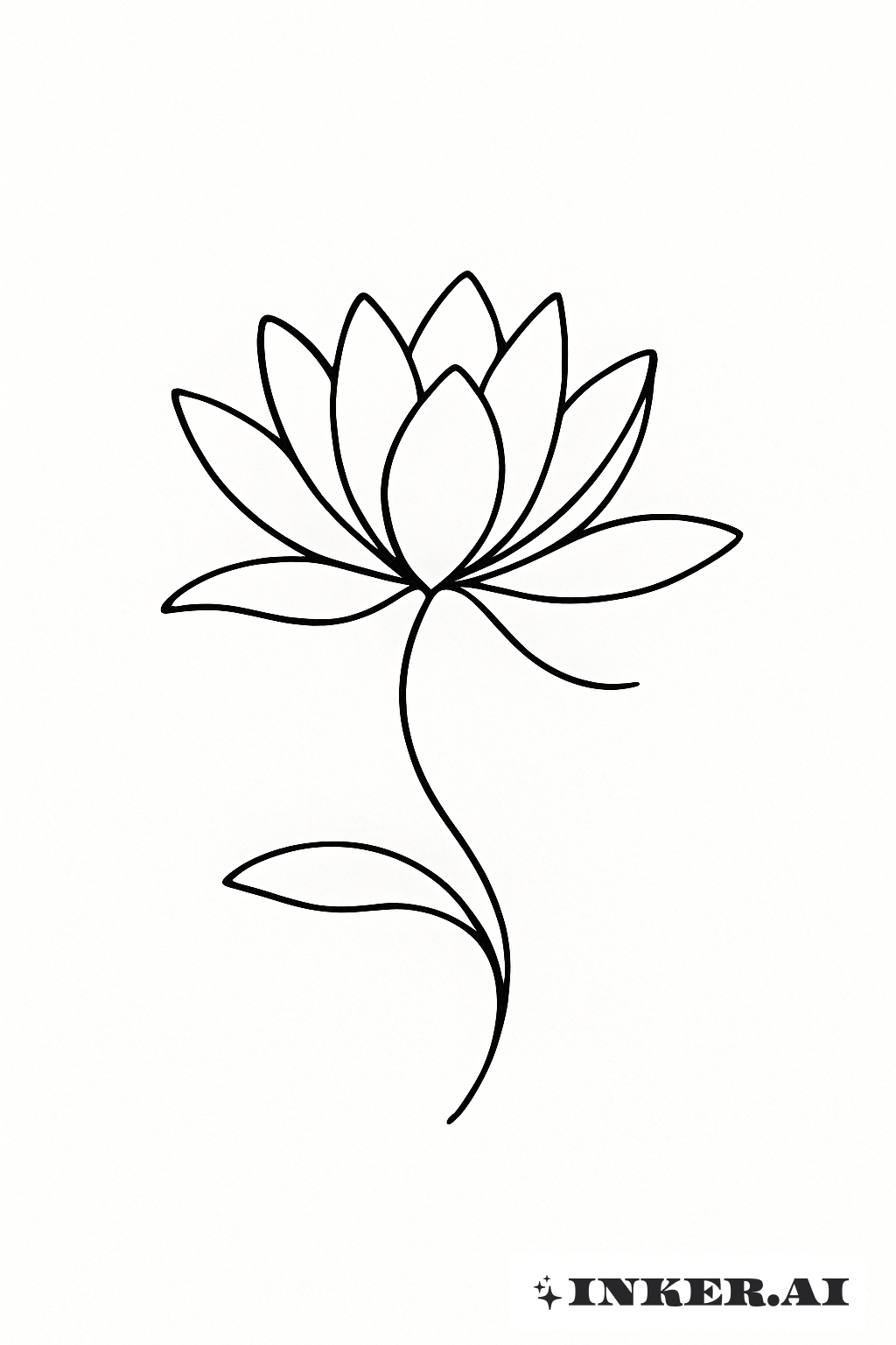 A Single Continuous Line Water Lily