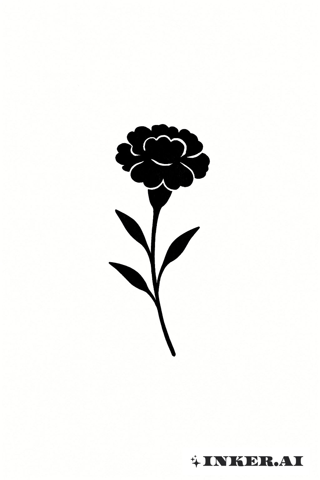 Tiny Black Marigold Silhouette