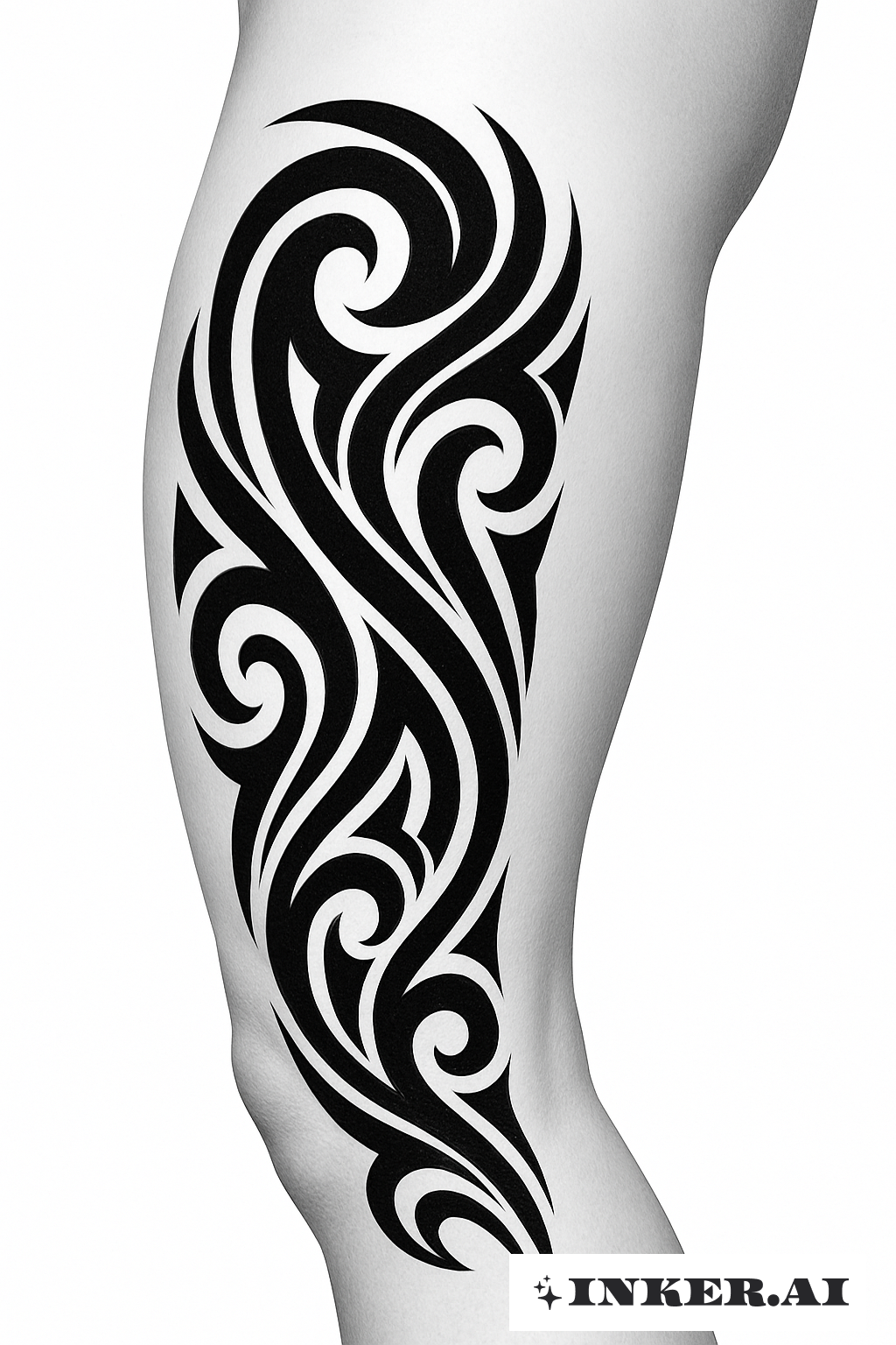 Linhas Abstratas Fluindo ao Redor da Coxa