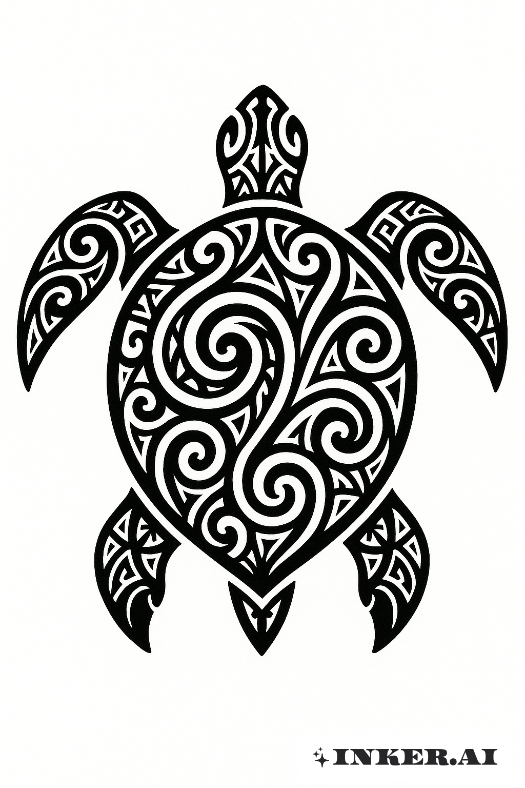 Koru inspiré des Maori sur une coquille de tortue de mer