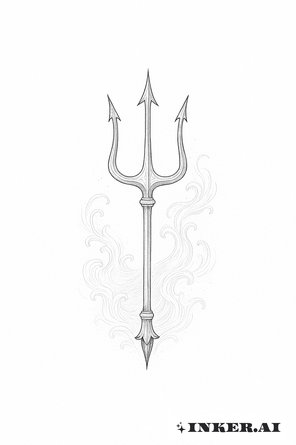 Poseidon's Trident Adorned With Delicate Seafoam