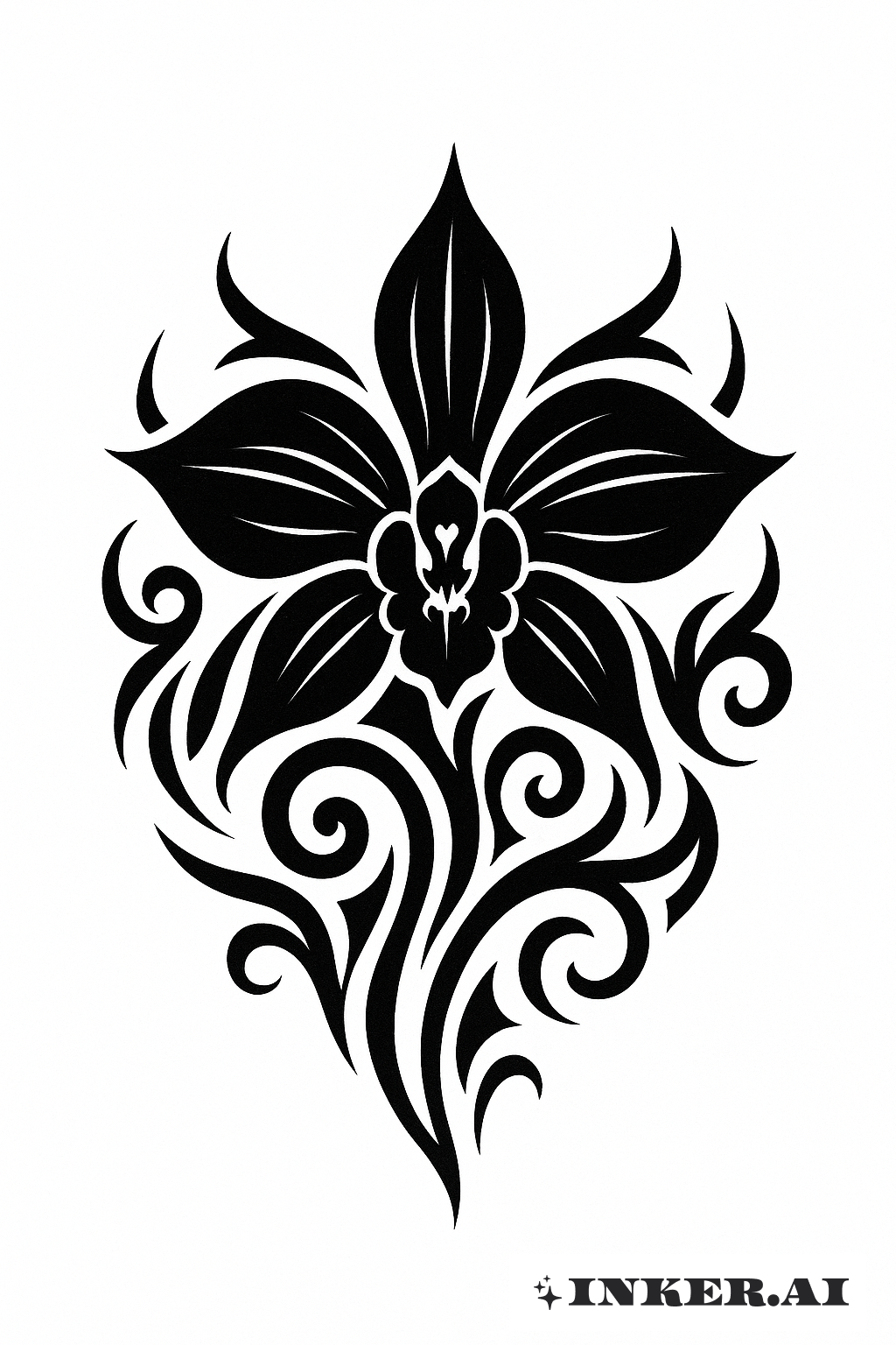 Símbolo de Orquídea Tribal Negra y Audaz