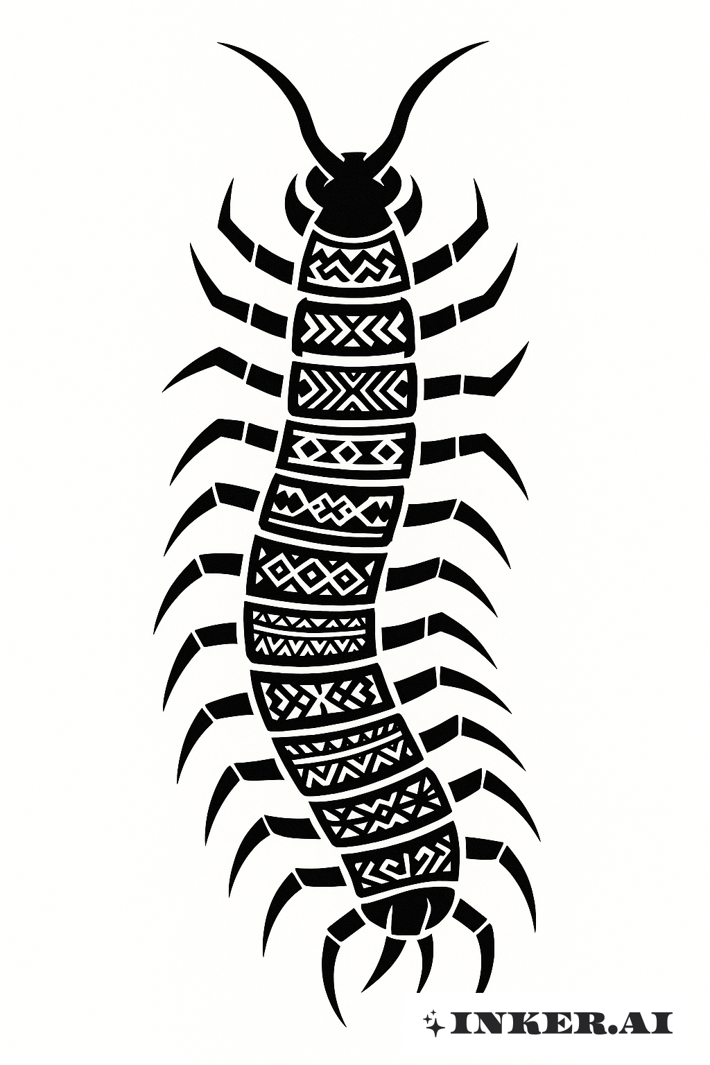 Motif Tribal Philippin Audacieux Mille-Pattes