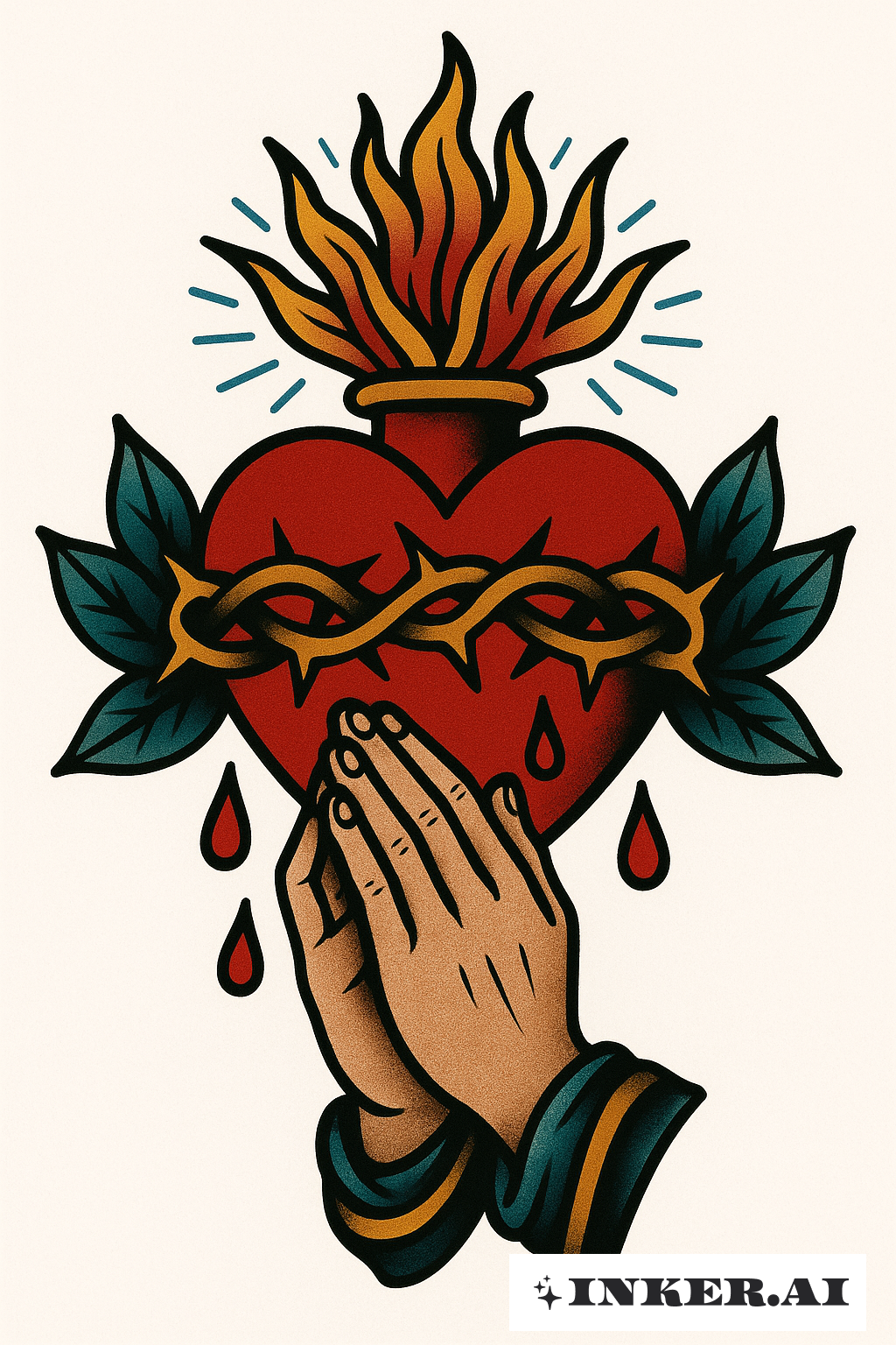 Sacred Heart with Praying Hands